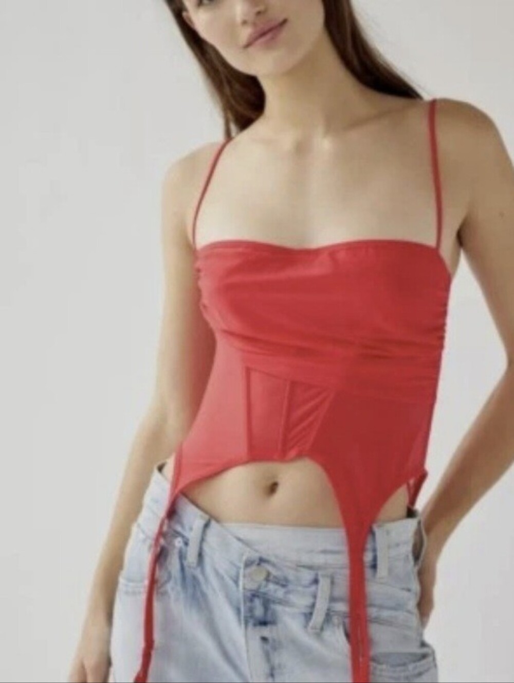 Bright Red Urban Outfitters Out From Under Corset Garter Size L